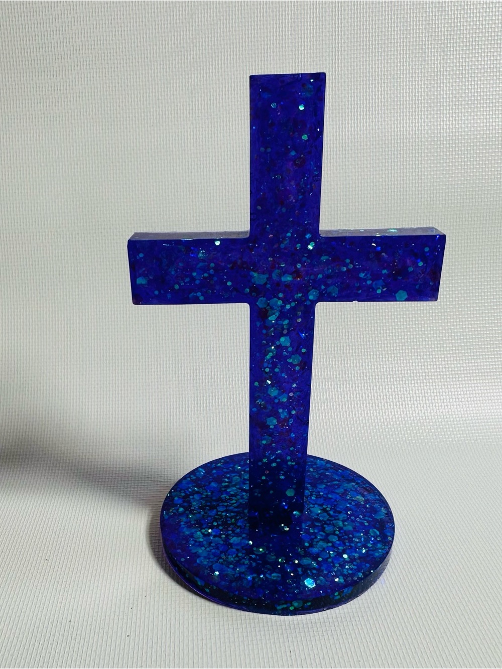 Purple Glitter Resin Cross Display
